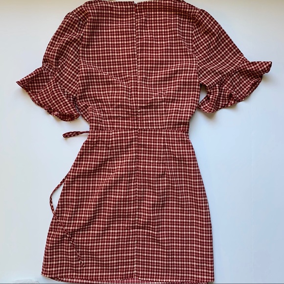 Plaid Cut Out Wrap Bell Sleeve Dress - Picture 6 of 7